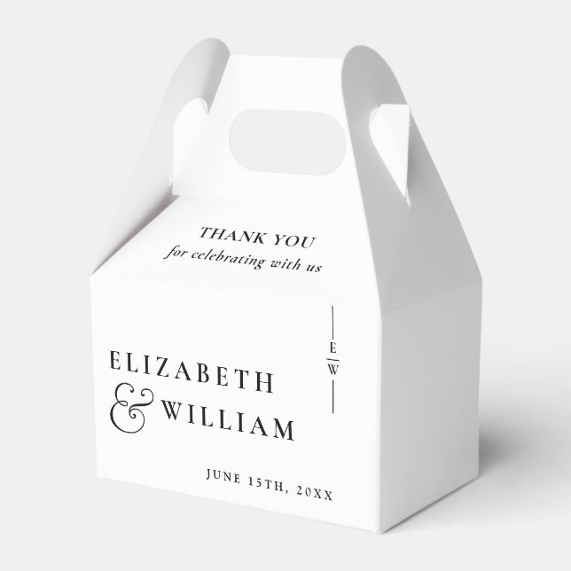 Black And White Modern Monogram Wedding Thank You  Favour Box (Front Side)
