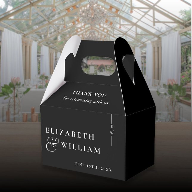 Black And White Modern Monogram Wedding Thank You  Favour Box (Creator Uploaded)