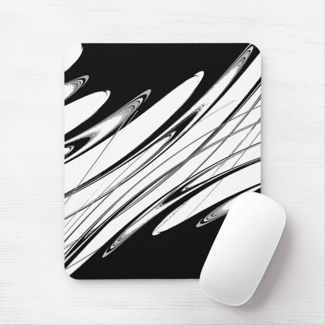 Black and White Modern Mouse Mat (With Mouse)