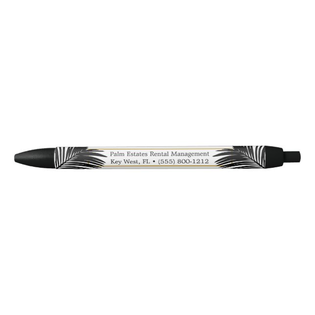 Black and White Modern Palm Leaf Small Business Ink Pen (Front)