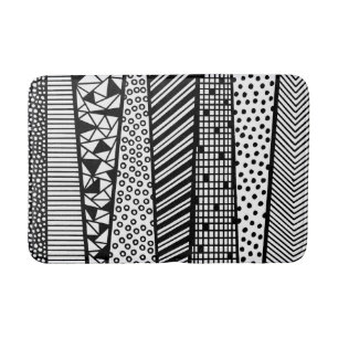 Black and white - modern pattern bath mat