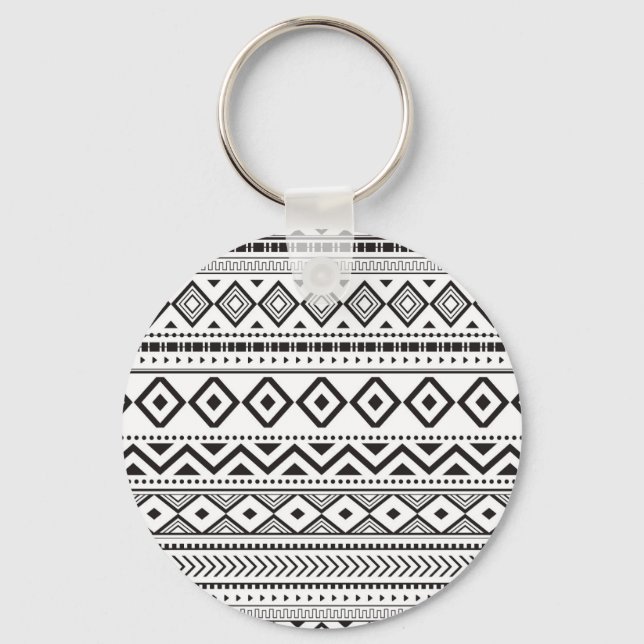 Black and white modern pattern key ring (Front)