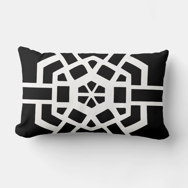 black and white modern pattern lumbar cushion (Front)