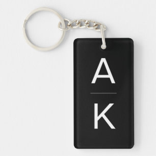 Black and white modern personalised monogram key ring