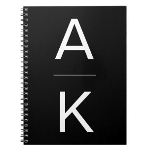 Black and white modern personalized monogram notebook