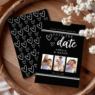 Black and White Modern Photo Collage Save the Date