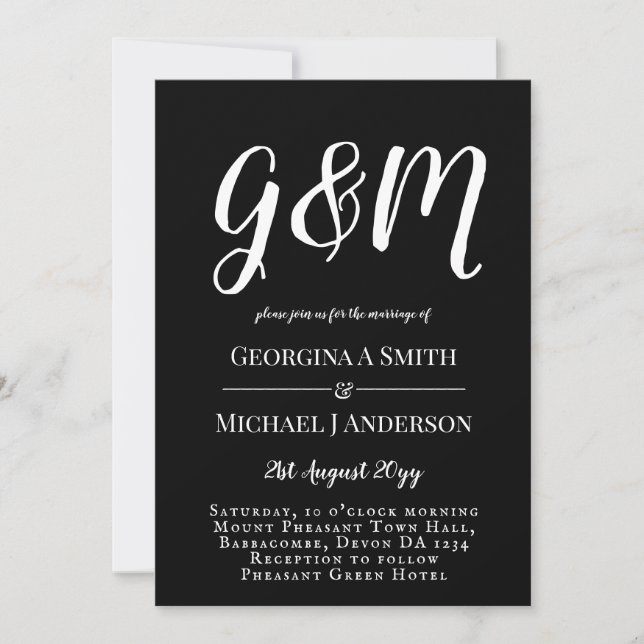 Black and White Modern PHOTO Wedding Invitations (Front)