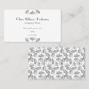 Black and White Modern Profession Name Floral Business Card