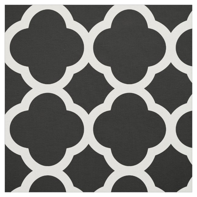 Black and White Modern Quatrefoil Large Scale Fabric (Swatch)