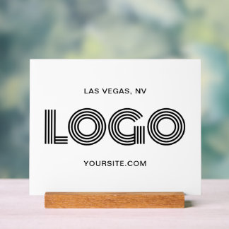 Black and White Modern Rectangular Logo Acrylic Sign