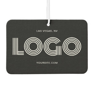 Black and White Modern Rectangular Logo and Photo Car Air Freshener