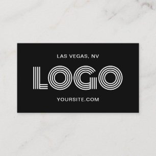 Black and White Modern Rectangular Logo Business Card