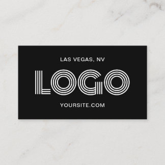 Black and White Modern Rectangular Logo Business Card