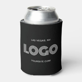 Black and White Modern Rectangular Logo Can Cooler