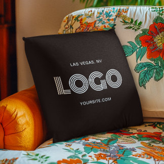 Black and White Modern Rectangular Logo Cushion