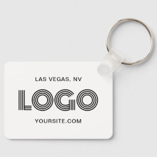 Black and White Modern Rectangular Logo Key Ring