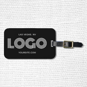 Black and White Modern Rectangular Logo Luggage Tag