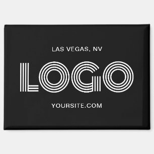 Black and White Modern Rectangular Logo Magnet