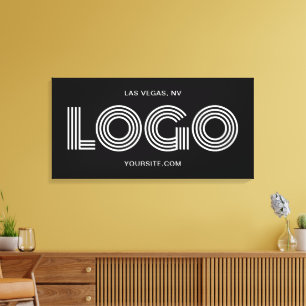 Black and White Modern Rectangular Logo Promo Canvas Print