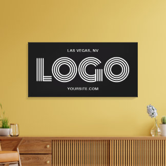 Black and White Modern Rectangular Logo Promo Canvas Print