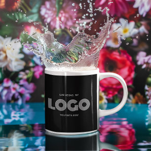 Black and White Modern Rectangular Logo Promo Coffee Mug