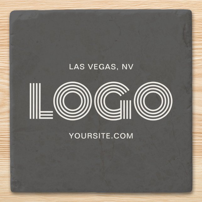 Black and White Modern Rectangular Logo Promo Stone Coaster (Black and White Modern Rectangular Logo Promo Stone Coaster)
