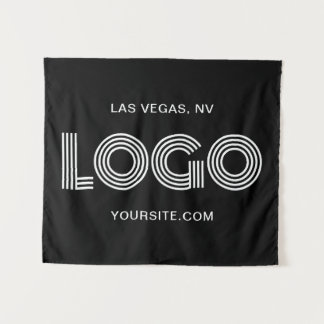 Black and White Modern Rectangular Logo Tapestry