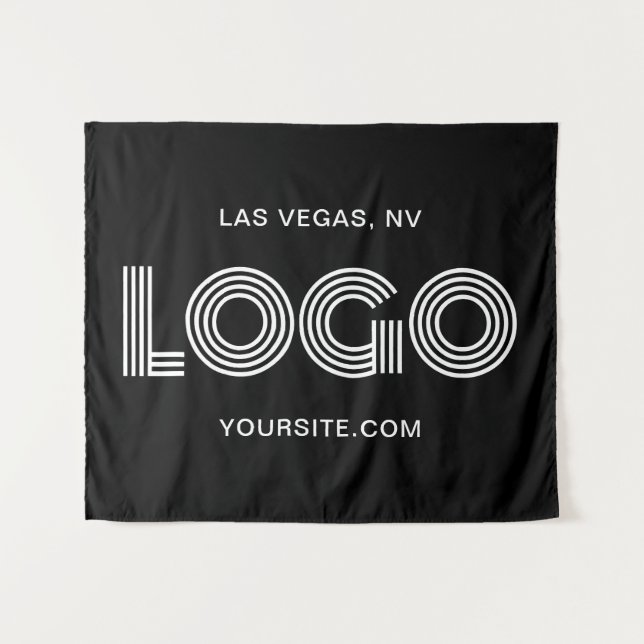 Black and White Modern Rectangular Logo Tapestry (Front (Horizontal))