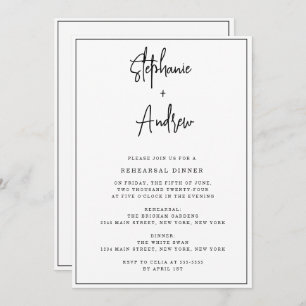 Black and White Modern Rehearsal Dinner Invitation