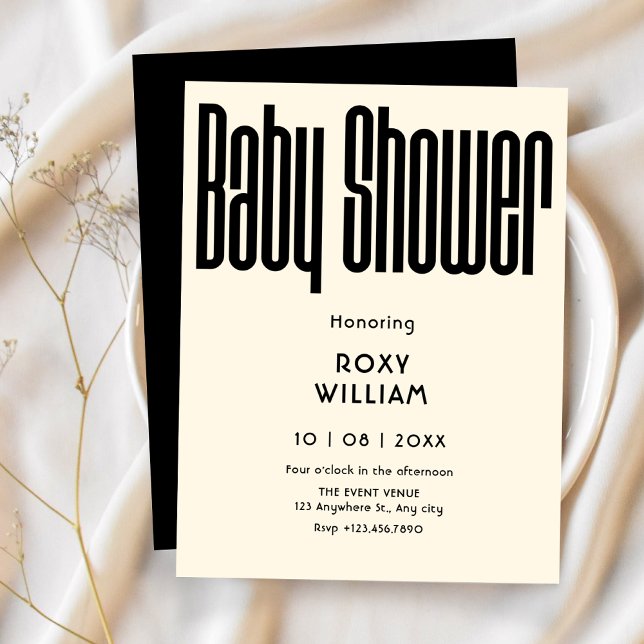 Black and white Modern Retro baby shower Invitation (Creator Uploaded)