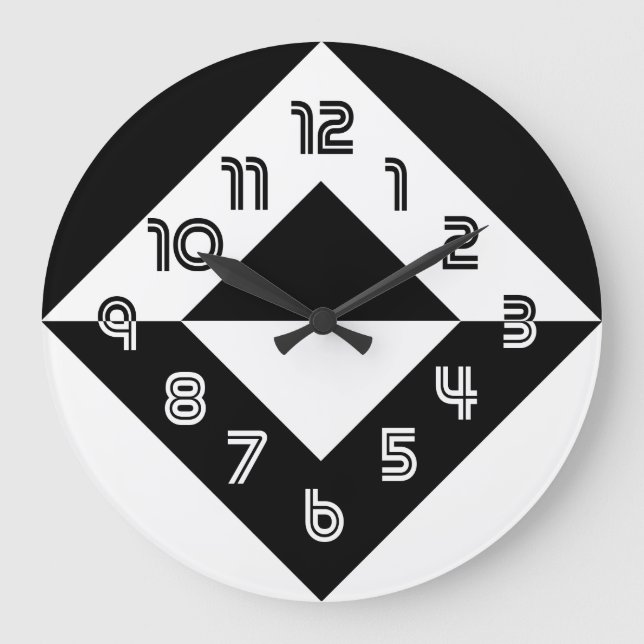 Black And White Modern Round Wall Clock (Front)