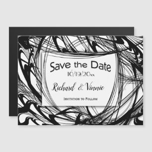 Black and White Modern Save the Date Magnetic Invitation