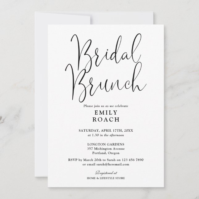 Black And White Modern Script Bridal Bunch Shower Invitation (Front)