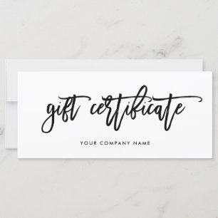 Black and White Modern Script Gift Certificate