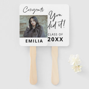 Black and White Modern Script Graduation  Hand Fan