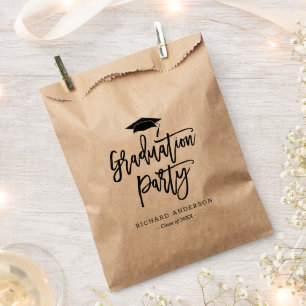 Black and White Modern Script Graduation Party Favour Bags