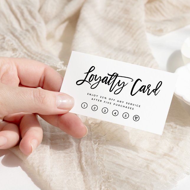 Black and White Modern Script Loyalty Card (Creator Uploaded)
