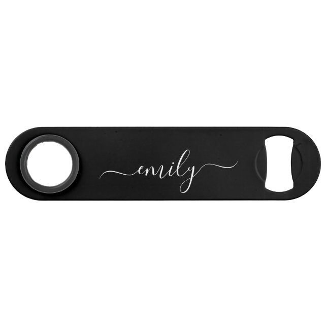 Black and White Modern Script Monogram Name (Front (Horizontal))
