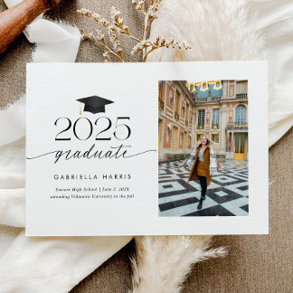 Black and White Modern Script Photo | 2 sided Invitation