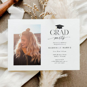 Black and White Modern Script Photo Invitation