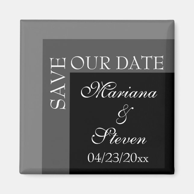 Black and White Modern Script Wedding  Magnet (Front)