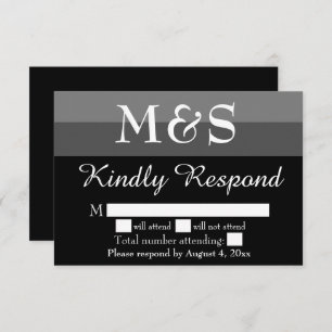 Black and White Modern Script Wedding RSVP Card