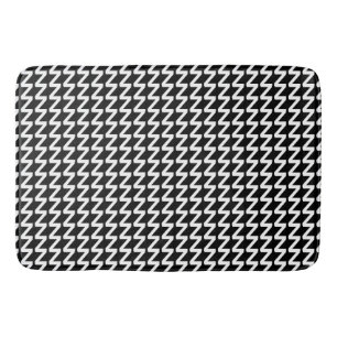 Black and white Modern Sharp Waves Bath Mat