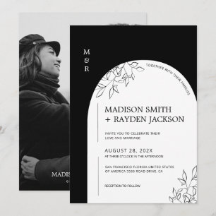 Black and white Modern Simple Arch Wedding Invitation