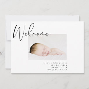 black and white modern simple minimalistic welcome announcement