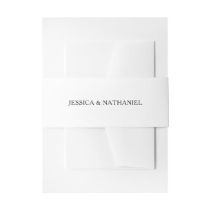 Black and White Modern Simple Names Wedding Invitation Belly Band