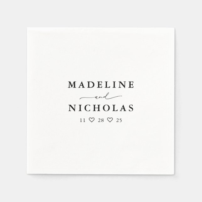 Black And White Modern Simple Wedding Napkin (Front)