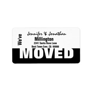Black and White Modern Simple We've Moved Label