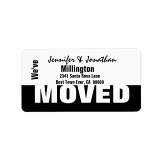 Black and White Modern Simple We've Moved Label