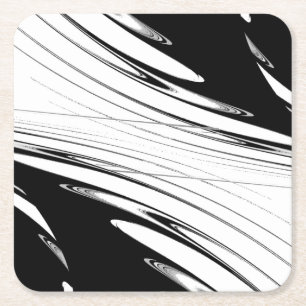 Black and White Modern Square Paper Coaster